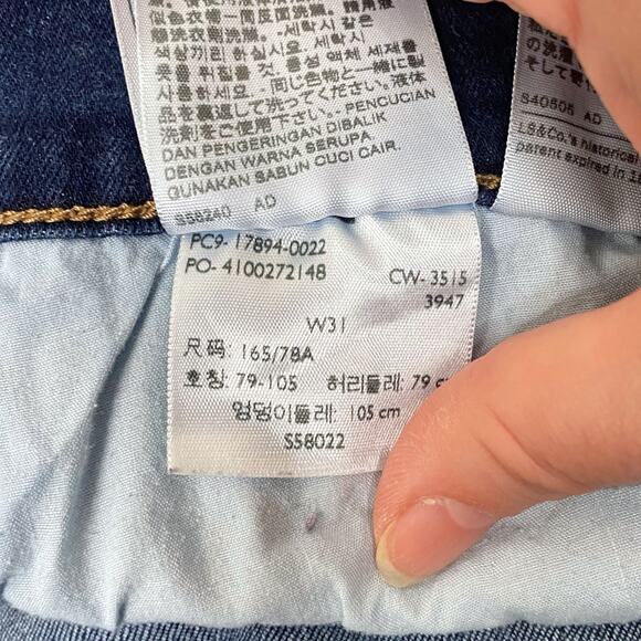 Levi's Blue Denim Jean Mid Rise Mid Length Stretch Shorts SZ 31 - Picture 7 of 12